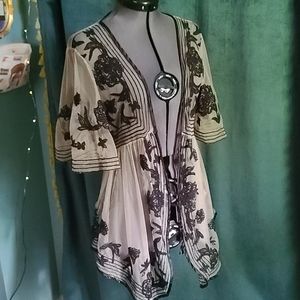 Sheer mesh overjacket/kimono